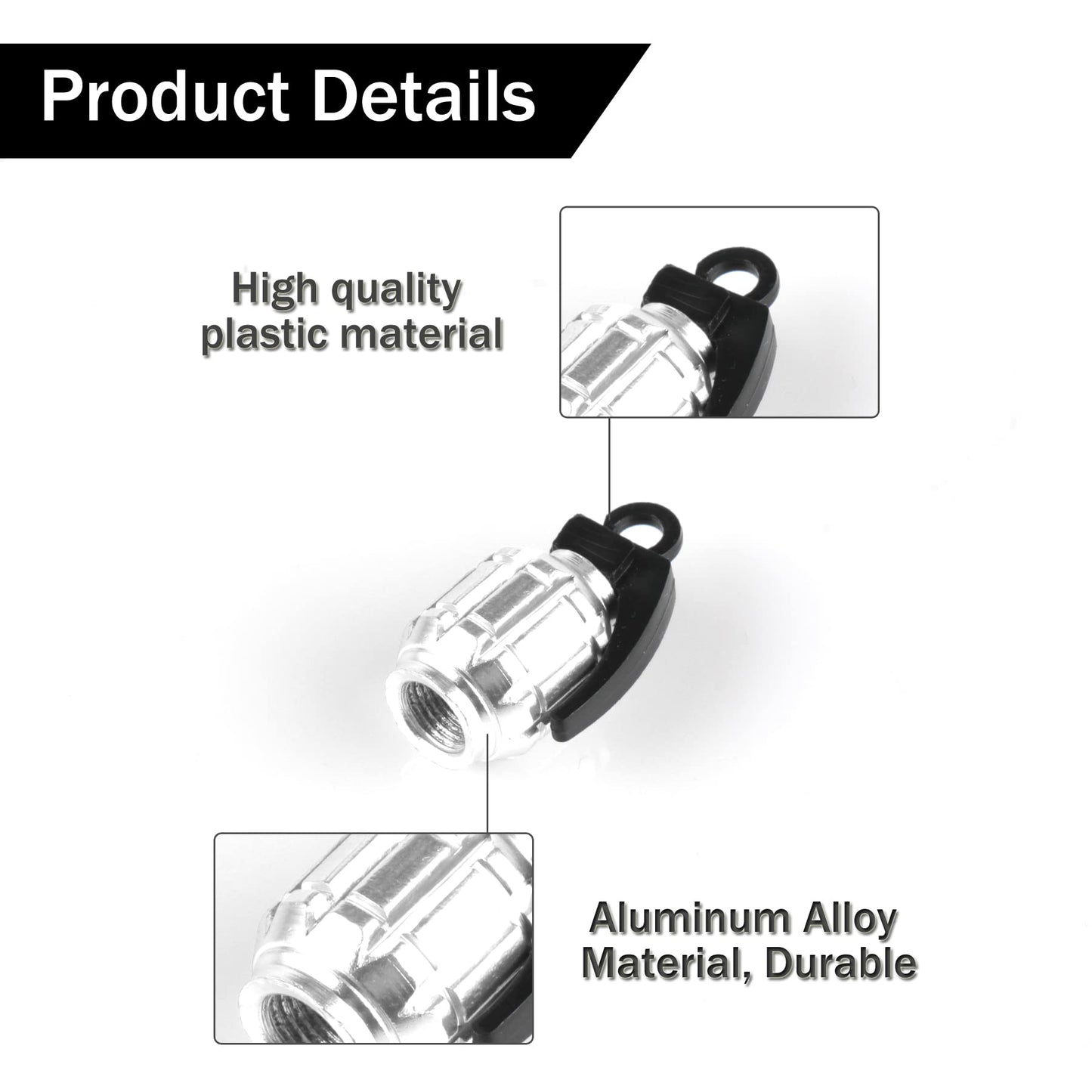 SINGARO Aluminum Tire Valve Cap, Car Tire Waterproof and Dustproof Valve Stem Cover Accessories, Universal for SUV, Car, Bike and Motorcycle (4PCS Silver)