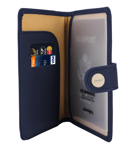 ZOPPEN Passport Holder Women Men, Passport Cover Travel Wallet Rfid Blocking Passport Wallet Cover Case Travel Essentials Document Organizer, Navy Blue