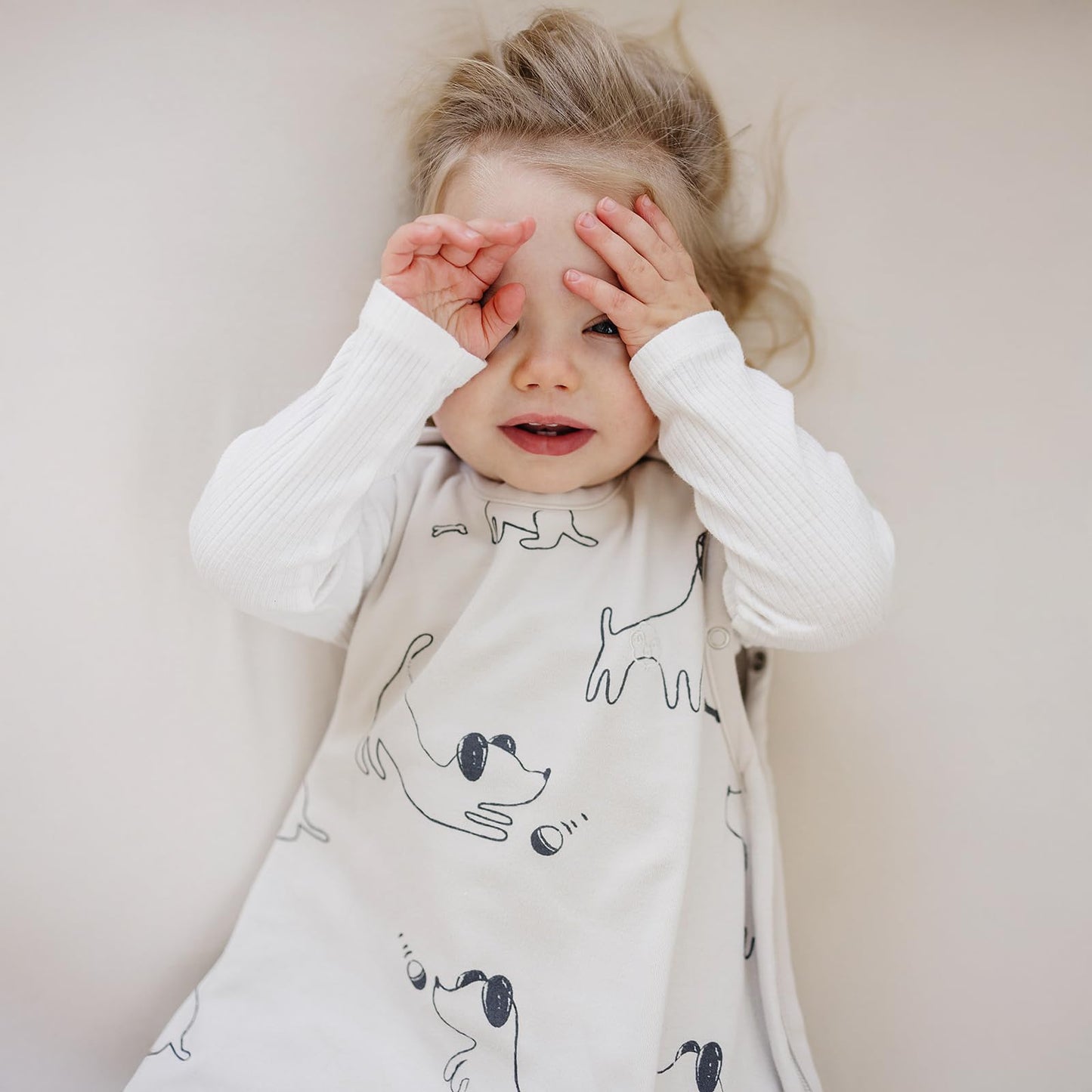 Woolino 4 Season Sleep Sack - Ultimate Merino Wool Sleeping Bag - Two-Way Zipper Adjustable Universal Size Sleep Sack for Baby (2-24 Months) - Puppy