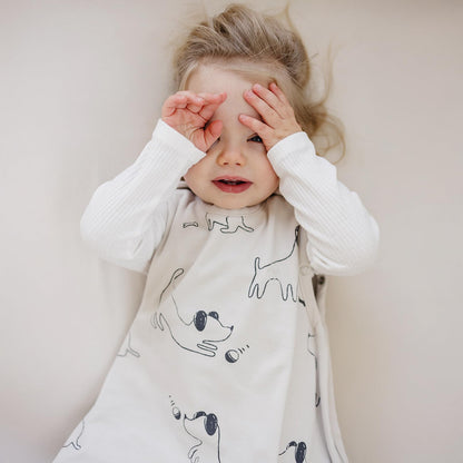 Woolino 4 Season Sleep Sack - Ultimate Merino Wool Sleeping Bag - Two-Way Zipper Adjustable Universal Size Sleep Sack for Baby (2-24 Months) - Puppy