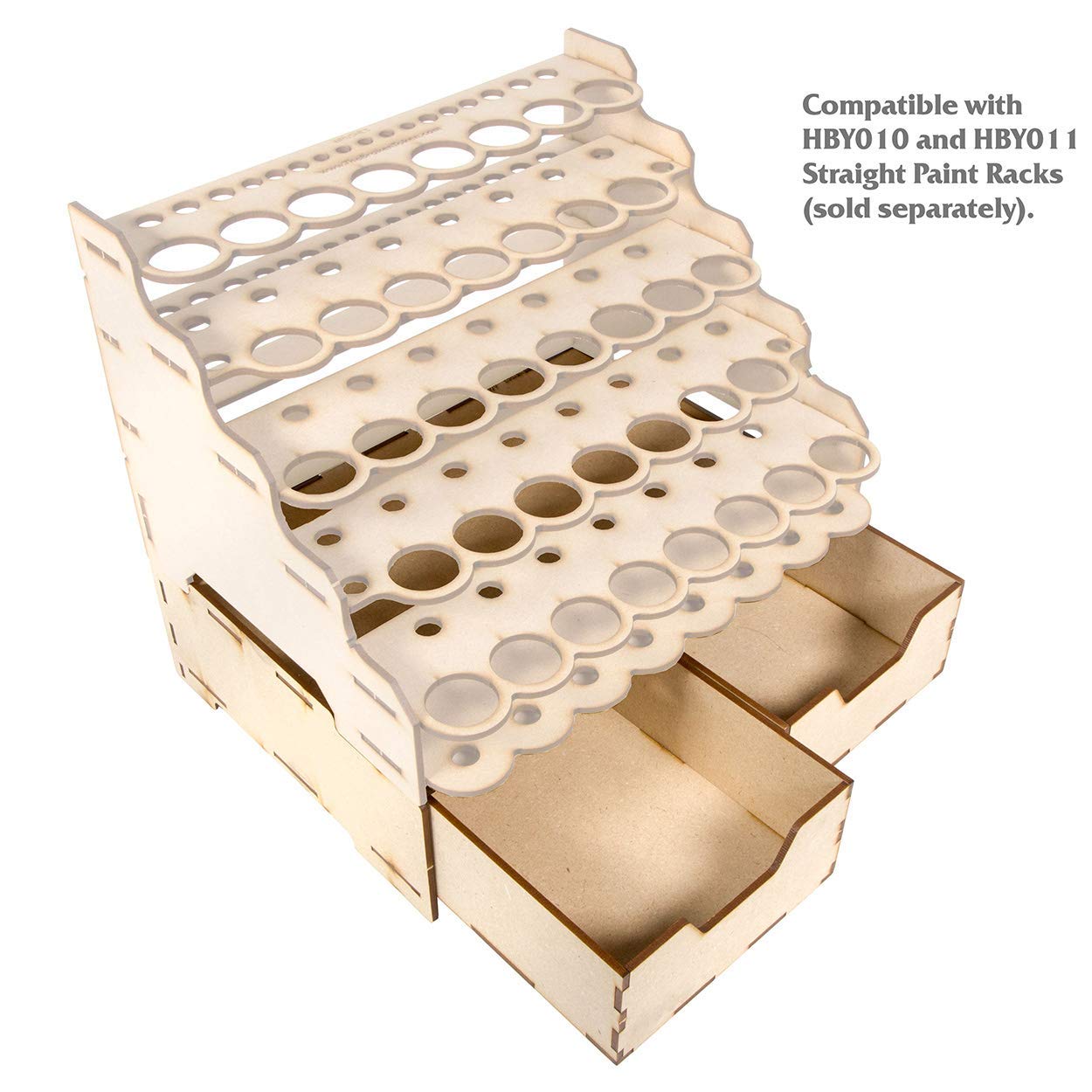 The Broken Token Modular Paint Rack - Double Straight Drawer Organizer for Paint Bottles, Pots, and Brushes - Expands Storage, Elevates Racks - Customize Your Pieces with Easy Organization & Access