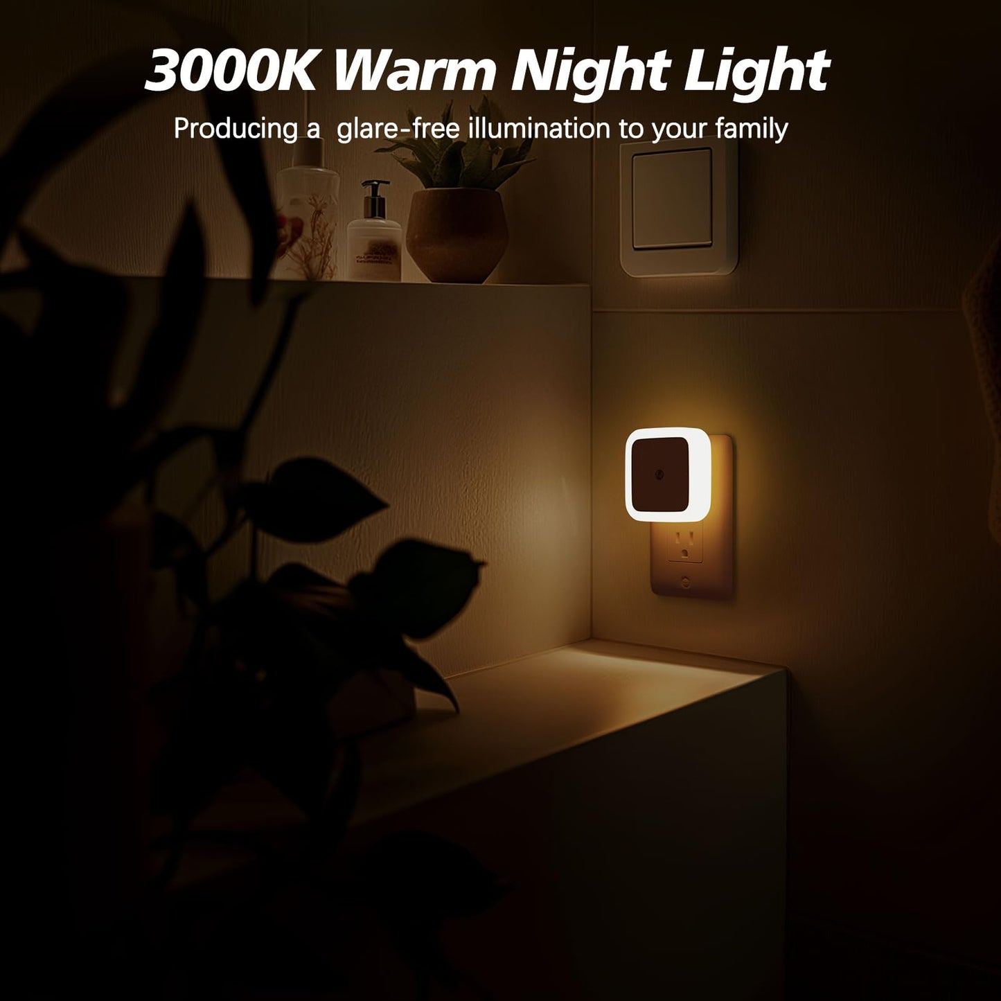 Sujeet Night Light, Night Lights Plug into Wall 4-Pack, Nightlight Plug in Night Lights, Dusk to Dawn Night Lamp Led Night Light for Bedroom, Bathroom, Hallway Warm White