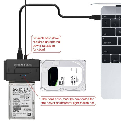 USB 3.0 to SATA IDE Hard Drive Reader, YINNCEEN External Hard Drive Ultra Recovery Converter Universal Hard Drive Adapter Kit for 2.5/3.5 HDD/SSD Hard Drive Disk, Include 12V/2A Power Adapter