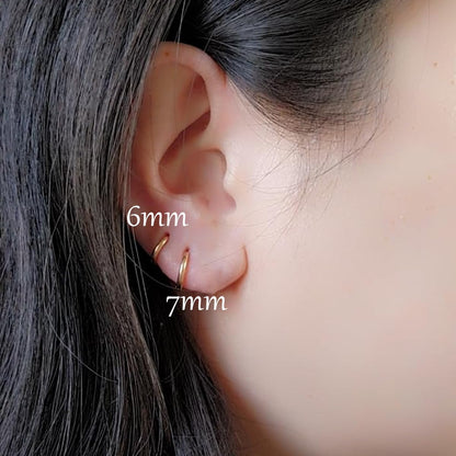 1 Pair 6mm Small Hoop Earrings for Women, Dainty 14K Gold Plated Huggie Hoop Earrings Hypoallergenic Lightweight Cartilage Earrings Set for Multiple Piercings for Sensitive (Gold/1.6mm)