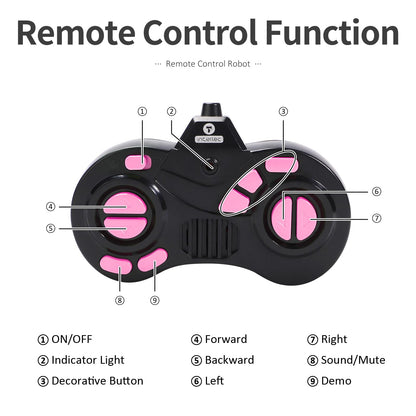 GILOBABY Robot Toys, Remote Control Robot Toy, RC Robots for Kids with LED Eyes, Flexible Head & Arms, Dance Moves and Music, Birthday Gifts for Girls Age 3+ Years (Pink)