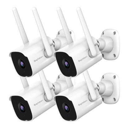Septekon 2K Home Security Cameras, 4 Pack Wired WiFi Outdoor Security Cameras with Night Vision, Two-Way Audio, 2.4G WiFi, IP66, Motion Detection Alarm - P30