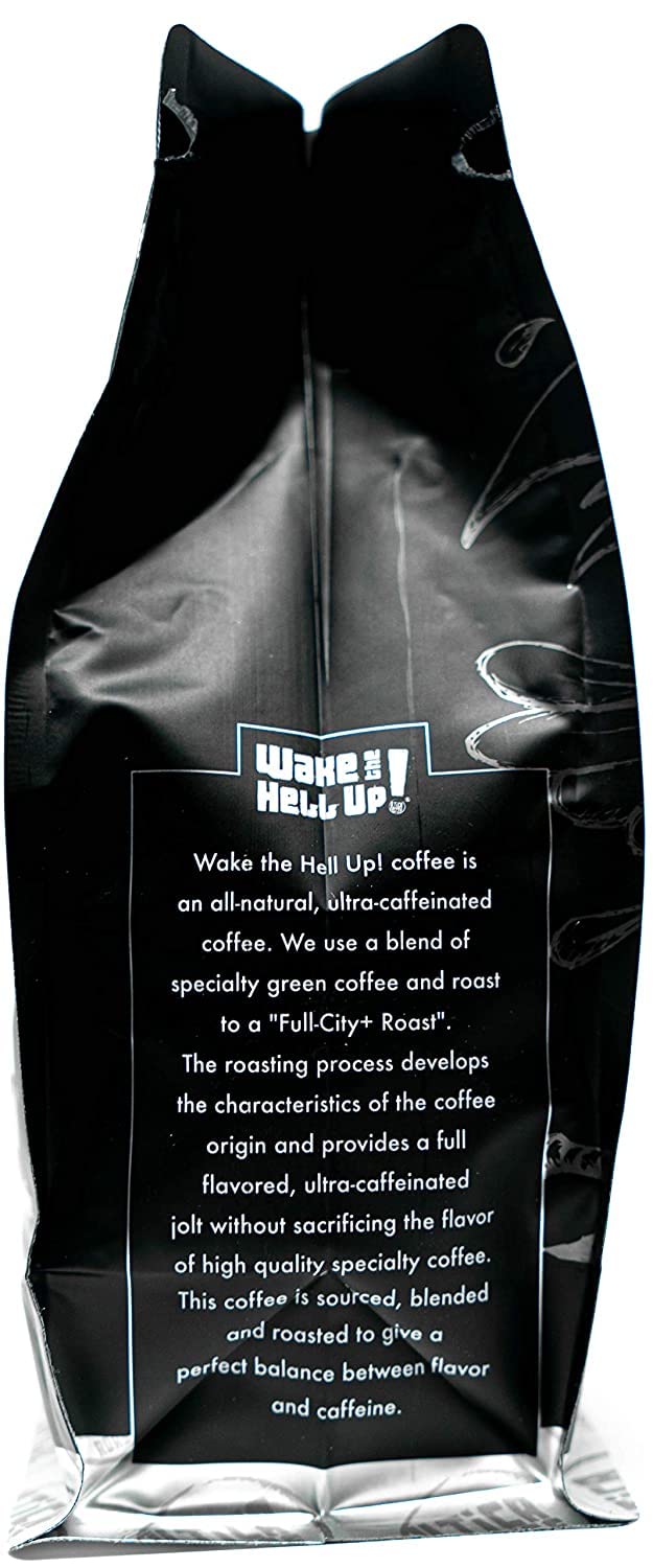 Wake The Hell Up! 12oz Ultra-Caffeinated Peanut Butter Cup Ground Coffee, Low Acid, Medium-Dark Roast