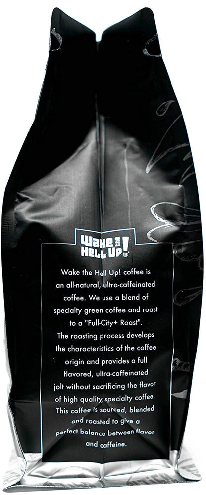 Wake The Hell Up! 12oz Ultra-Caffeinated Peanut Butter Cup Ground Coffee, Low Acid, Medium-Dark Roast