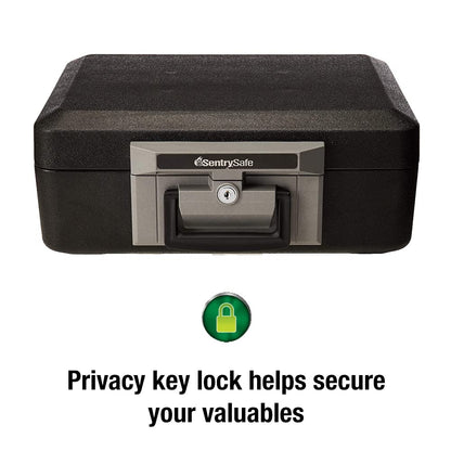 SentrySafe Fireproof Safe Box with Key Lock, Chest Safe with Carrying Handle to Secure Money, Jewelry, Documents, 0.25 Cubic Feet, 6.3 x 15.3 x 12.1 Inches, 1160