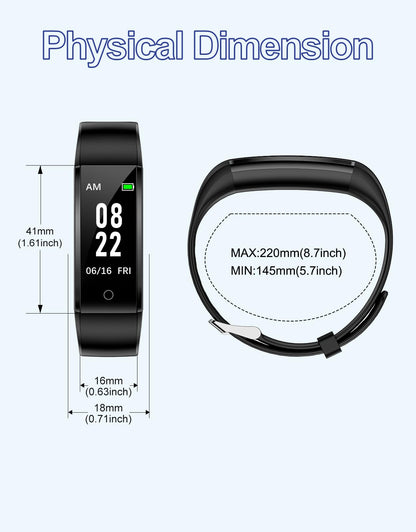 GRV Fitness Tracker Non Bluetooth Fitness Watch No App No Phone Required Waterproof Pedometer Watch with Steps Calories Counter Sleep Tracker for Men Women Parents (Black)