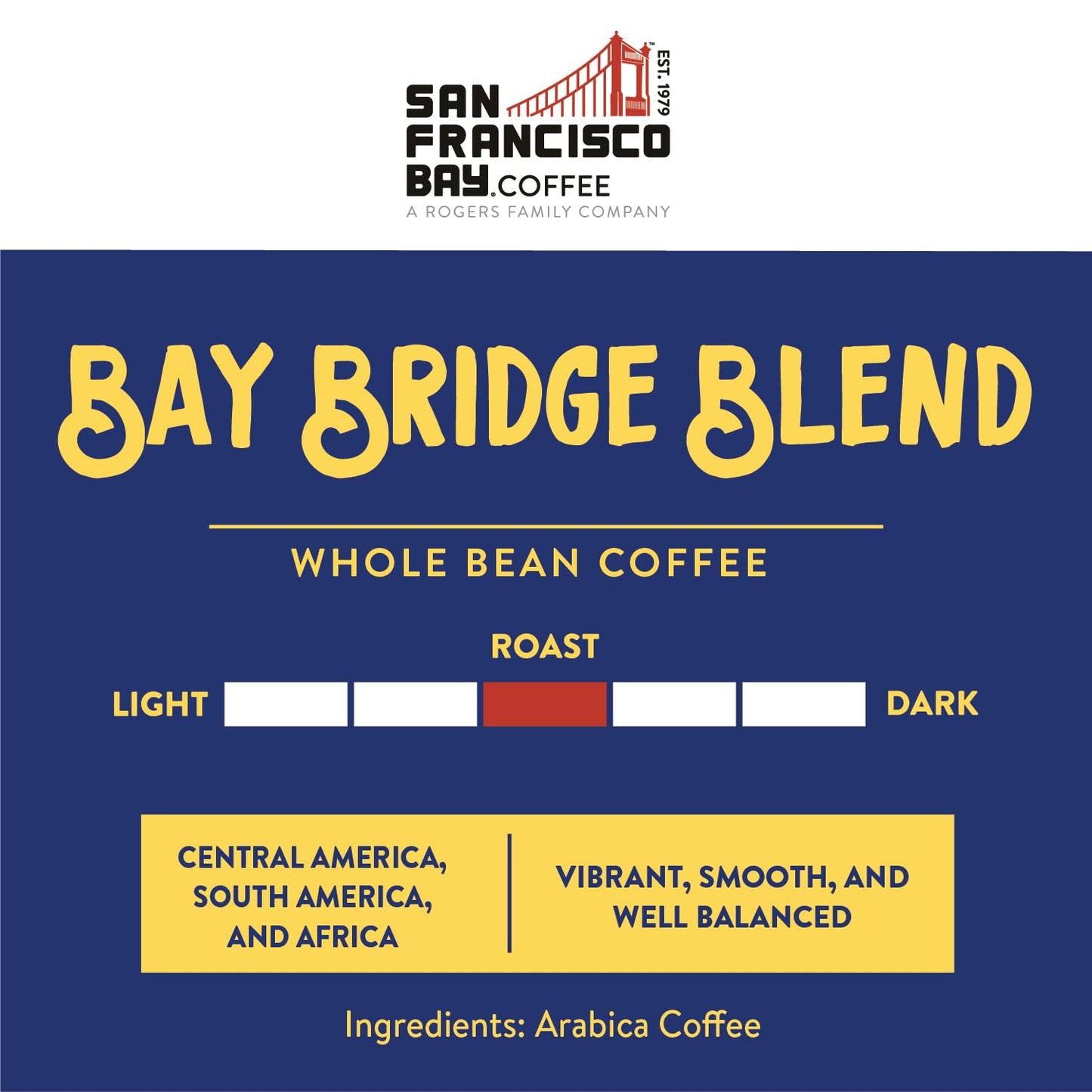 San Francisco Bay Whole Bean Coffee – Bay Bridge Blend (2lb Bag), Medium Roast