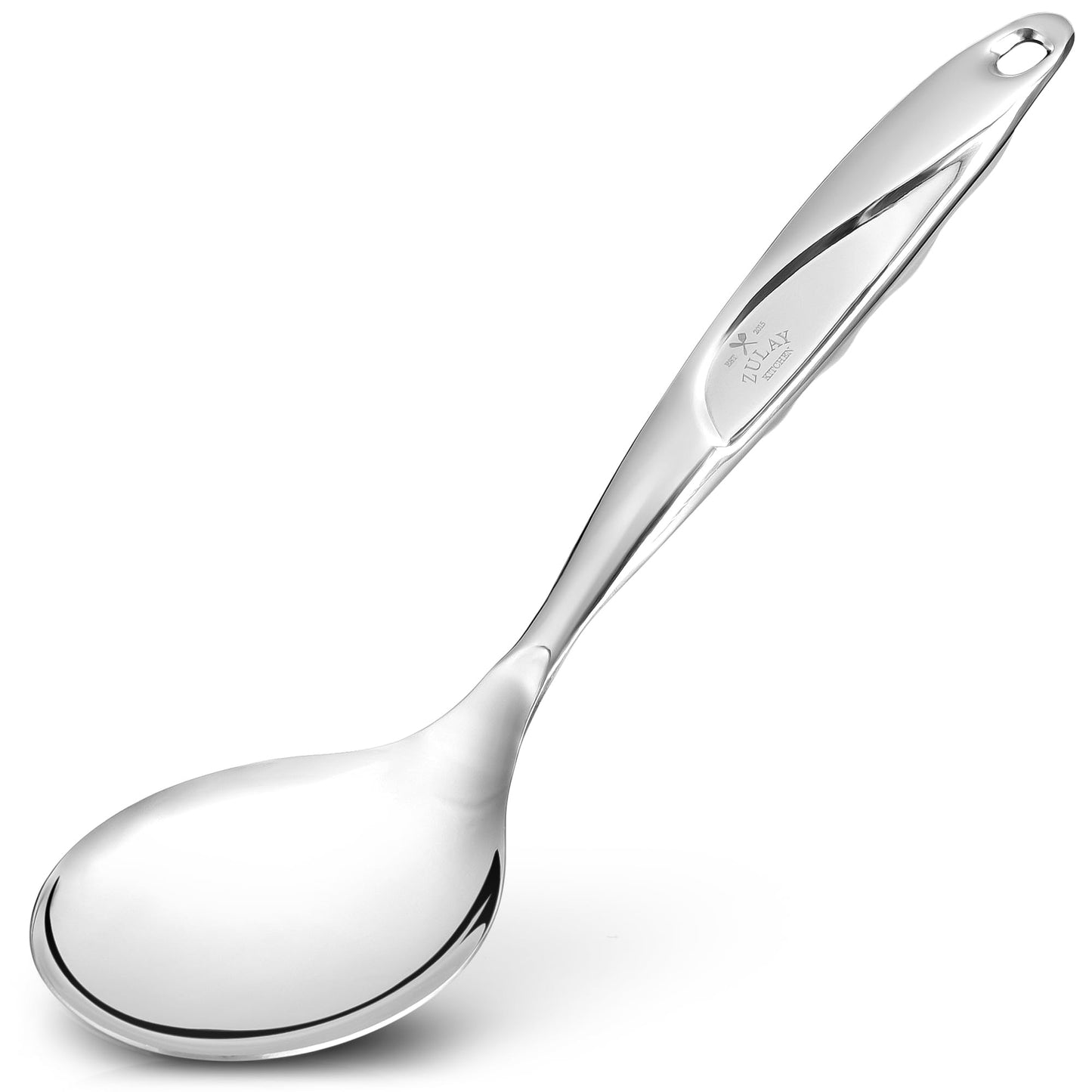 Zulay Kitchen Stainless Steel Serving Spoon - Large Cooking Spoon - Durable Premium Stainless Steel with Comfortable, Ergonomic Handle - Easy to Clean - Perfect for At Home Cooking & Buffets - 11.5”