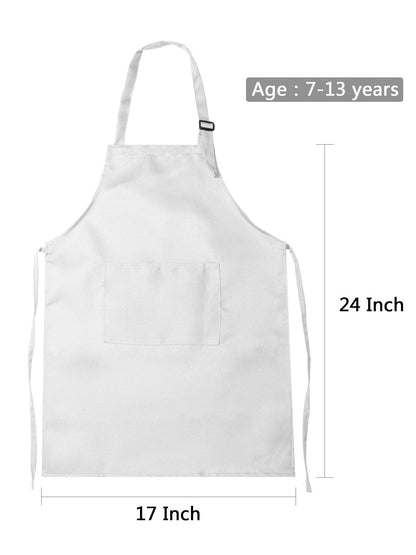 SATINIOR 8 Set Kids Apron and Chef Hat Set Kids Apron with 2 Pockets Adjustable for Boys Girl's Cooking Baking Painting