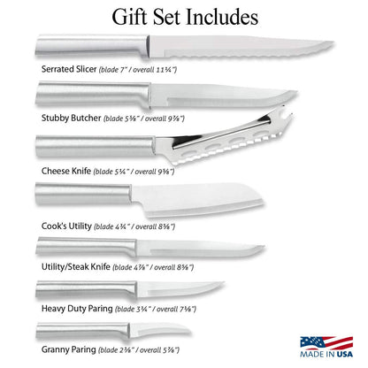 Rada Cutlery 7-Piece Starter Gift Part 2 Knife Set, Silver Handles