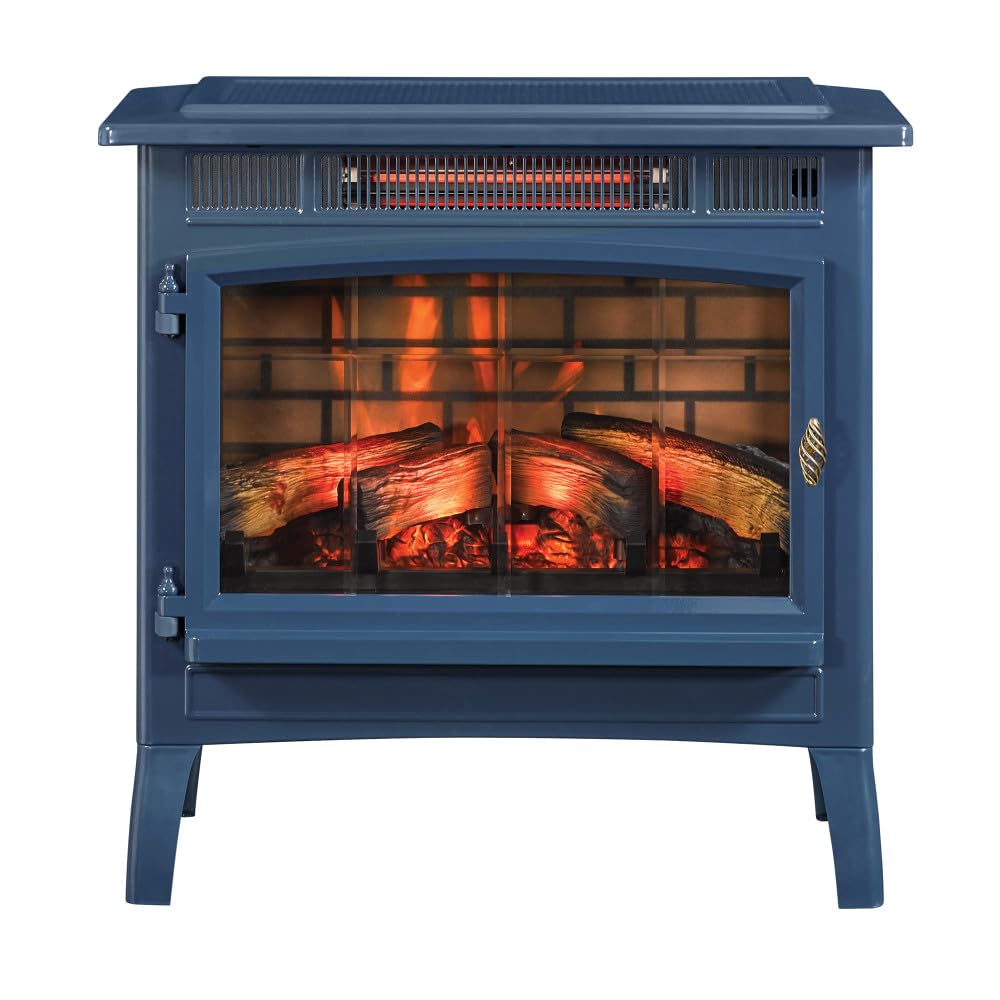 duraflame Freestanding Electric Fireplace Stove Heater with 3D Flame Effect for 1,000 Sq. Ft. Room, Navy