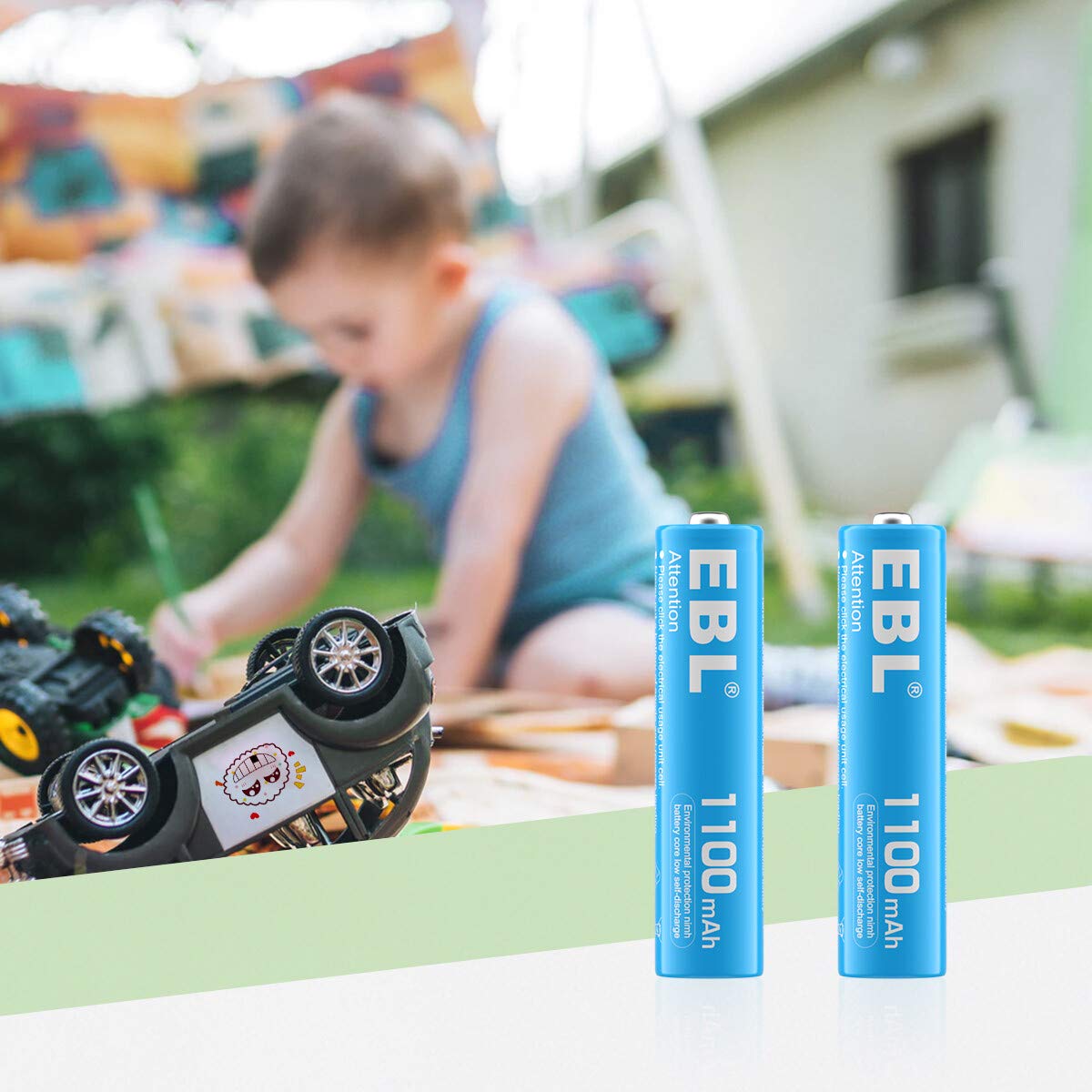 EBL Rechargeable AAA Batteries 10 Pack High Capacity 1100mAh (10 Pack- 2 * 5 Color in One Box) 1.2V Ni-Mh Triple AAA Battery ProCyco Technology