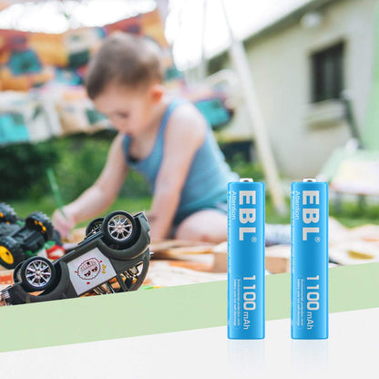 EBL Rechargeable AAA Batteries 10 Pack High Capacity 1100mAh (10 Pack- 2 * 5 Color in One Box) 1.2V Ni-Mh Triple AAA Battery ProCyco Technology