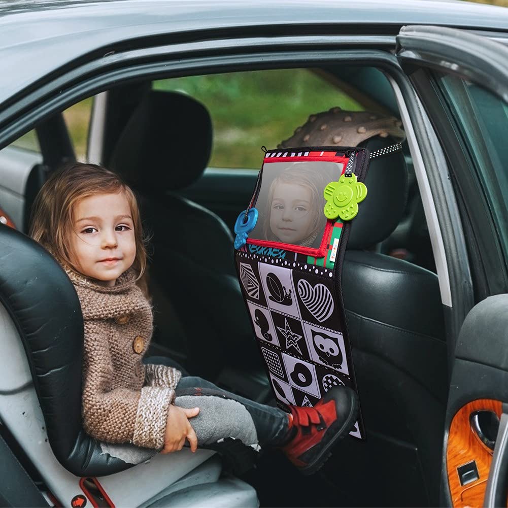 teytoy Tummy Time Mirror Infant Newborn Toys 0-3 Months Brain Developmental Baby Mirror Tummy Time Black and White High Contrast Baby Toys 4 6 9 12 Month Boys Girls Crawling Sensory Toy