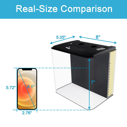 AQUANEAT Fish Tank, 1.2 Gallon Aquarium, Small Betta Fish Tank Starter Kit with LED Light and Water Filter Pump, Rectangular