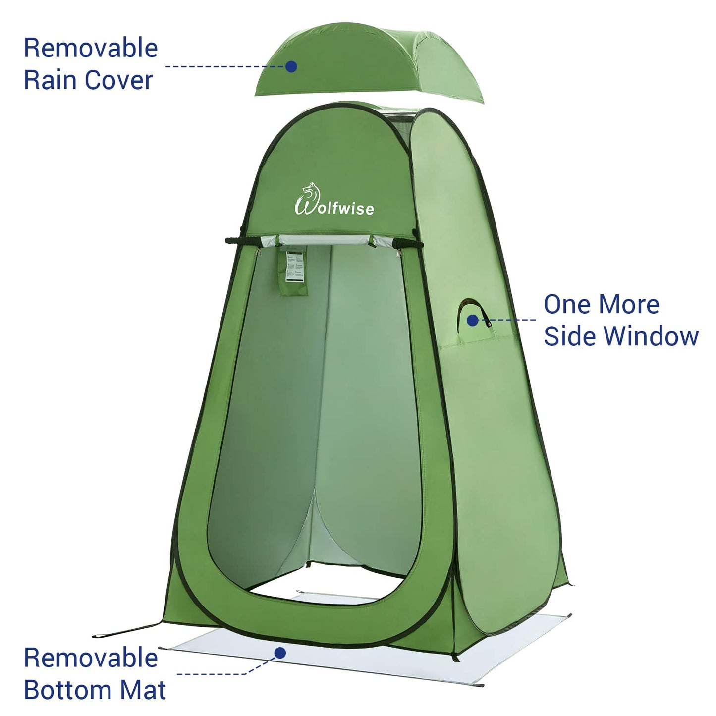 WolfWise Pop Up Privacy Shower Tent Portable Outdoor Sun Shelter Camp Toilet Changing Dressing Room Medium, Green