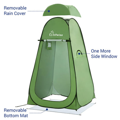 WolfWise Pop Up Privacy Shower Tent Portable Outdoor Sun Shelter Camp Toilet Changing Dressing Room Medium, Green