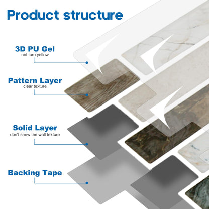 Yipscazo 10 Sheets Peel and Stick Backsplash for Kitchen Wall, 12''x12'' Waterproof Stick on Backsplash Smart Tiles for Bathroom,Removable Backsplash Wall Tiles in Brown