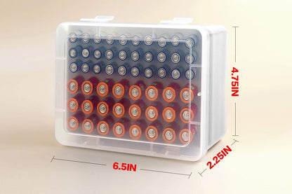 Battery Organizer Storage Box, Garage Case Holder for 24* AA, 30* AAA Batteries (Bag Not Include Batteries Pack) (white)