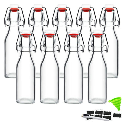 ZEBEIYU Swing Top Glass Bottles 8 oz with Airtight Lids for Home Brewing, Kombucha, Kefir, Vanilla Extract, Beer, Oil, Vinegar, Homemade Juices, Water,Soda Set of 9