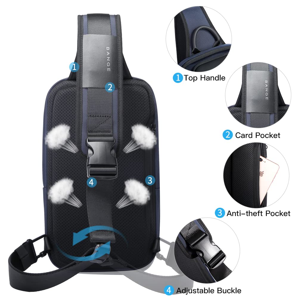 BANGE Shoulder Bag for Men, Waterproof Crossbody Sling Backpack for Men… (7566Blue)