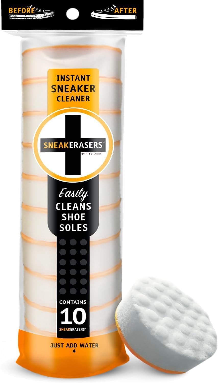 SneakERASERS Sole & Sneaker Cleaner, Premium Shoe Cleaner for Sneakers, Dual-Sided Sponges, Effective for Tennis Shoes & Women Men Sneakers, Gentle Rub Design Cleaner Kit, 10 Pack