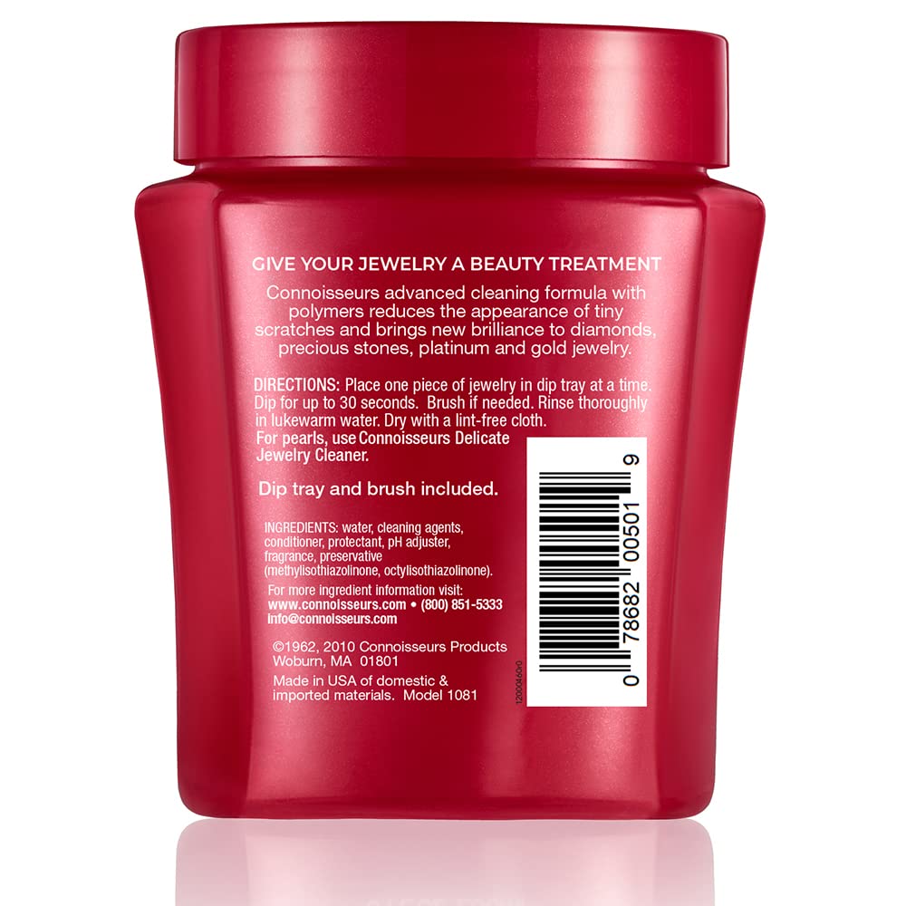 Connoisseurs Premium Edition Fine Jewelry Cleaner Solution for Gold, Diamonds, Platinum, and Gemstones - 9.6 fl oz - Restores Brilliance in Seconds