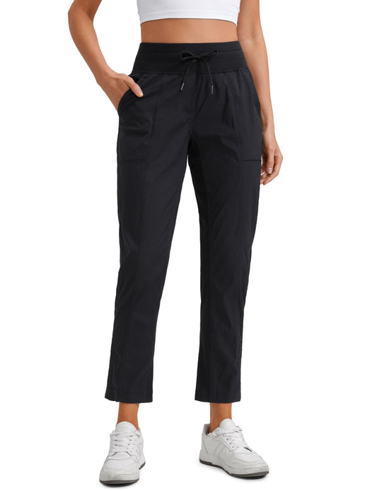 CRZ YOGA Womens Casual 7/8 Pants 27" - Lightweight Workout Outdoor Athletic Track Travel Lounge Joggers Pockets Black X-Large