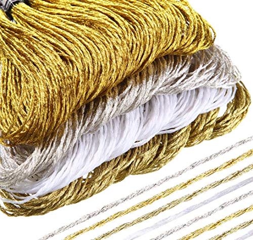 WILLBOND 24 Skeins Metallic Embroidery Floss - Glitter Embroidery Threads for Cross Stitch Crafts Friendship Bracelets(Multiple Color)