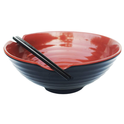 4 XL Ramen bowl set. 12 Pieces Pho Bowls. Asian Japanese soup. Utensil: Spoons and Chopsticks kit. Melamine, Large 52 oz. Noodles, Rice, Udon, Thai, Chinese, Korean, Udon, Wonton, Miso, 9 inch