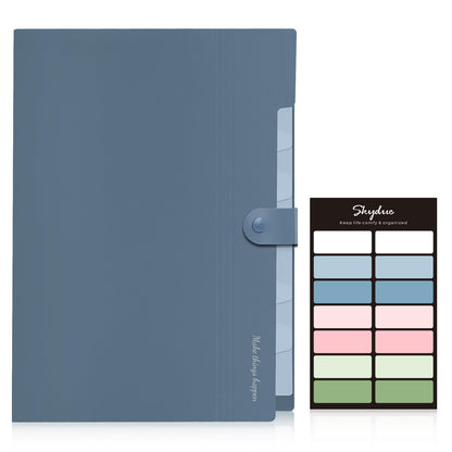SKYDUE Expanding File Organizer with 8 Pockets, Accordion File Folders with Labels, Portable Document Paper Bill Receipt Organizer, Home College School Office Supplies, Letter Size, Blue