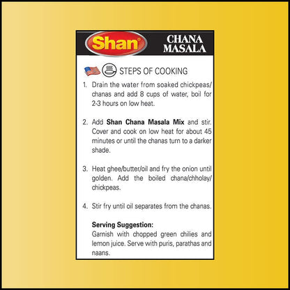 Shan Chana Masala Recipe and Seasoning Mix 3.52 oz (100g) - Spice Powder for Punjabi Style Mild Chickpeas Curry - Suitable for Vegetarians - Airtight Bag in a Box