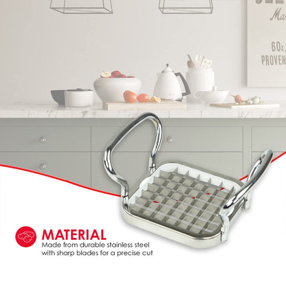 French Fry Cutter By Home Basics, French Fry Cutter Stainless Steel French Fry Slicer | With Easy Grip Handles,Silver