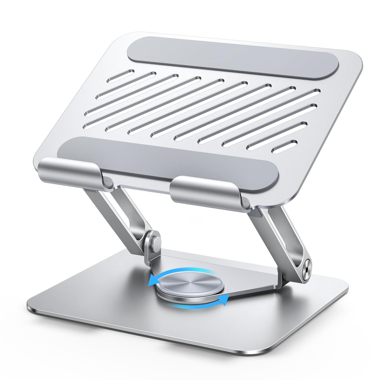 UGREEN Tablet Stand Holder for Desk with 360° Rotating Base Aluminum Dual Rod Support Adjustable Home Office Accessories Compatible with iPad Pro 13 12 11 Air Mini 5 4 3 Phone E-Reader Silver