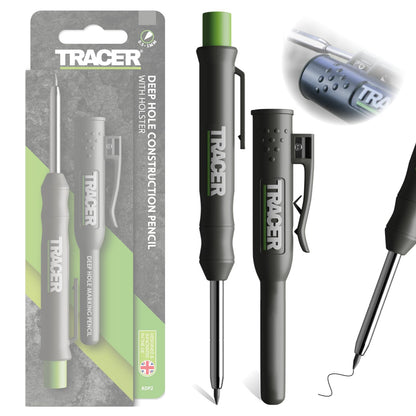 Tracer Deep Hole Construction Pencil Site Holster. Extendable 2B Carpenter Pencil with Inbuilt Carpenter Pencil Sharpener