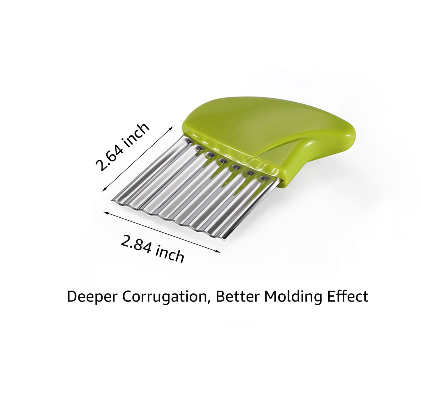 Crinkle Cutter, Stainless Steel Waffle Fry Cutter, Wavy Chopper for Veggies Potato Carrots Butter Lettuce, 2 PCS(Green and Blue)