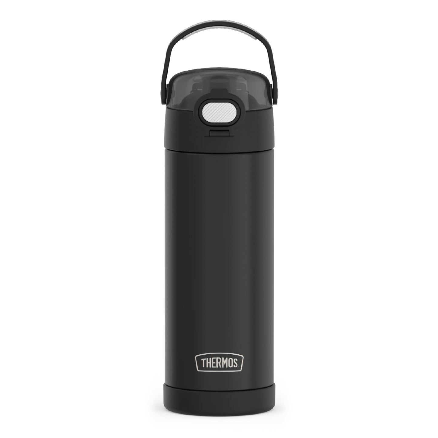 THERMOS FUNTAINER 16 Ounce Stainless Steel Vacuum Insulated Bottle with Wide Spout Lid, Black Matte