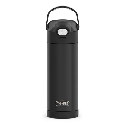 THERMOS FUNTAINER 16 Ounce Stainless Steel Vacuum Insulated Bottle with Wide Spout Lid, Black Matte
