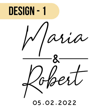 GIFTBYGIFTY Personalized Wedding Champagne Flutes for Bride and Groom - Set of 2, 7 oz, 2 Designs - Champagne Glasses for Engagement with Your Names and Date - D1