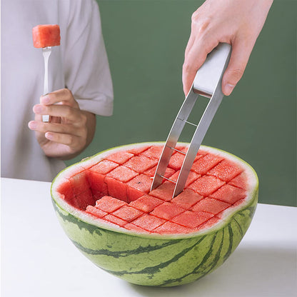 Watermelon Cutter Slicer,Stainless Steel Watermelon Cube Cutter Quickly Safe Watermelon Knife,Fun Fruit Knives Salad Melon Baller for Kitchen Gadget