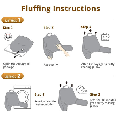 Sasttie Reading Pillows for Sitting in Bed Adult, Velvet Back Pillow Bed Sitting Up, Back-Rest Support Cushion for Sit Up on Couch, Sofa, and Floor, Dorm Essentials, Oeko-Tex Certified, Dark Grey