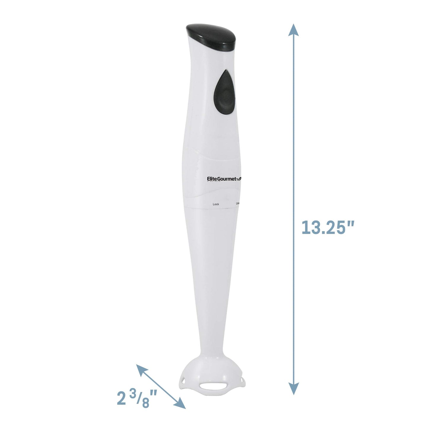 Elite Gourmet EHB-2425X Electric Immersion Hand Blender Stick, Mixer, Chopper, 1-Touch Control Multi Purpose, 150 Watts, For Soups, Sauces, Baby Food, White