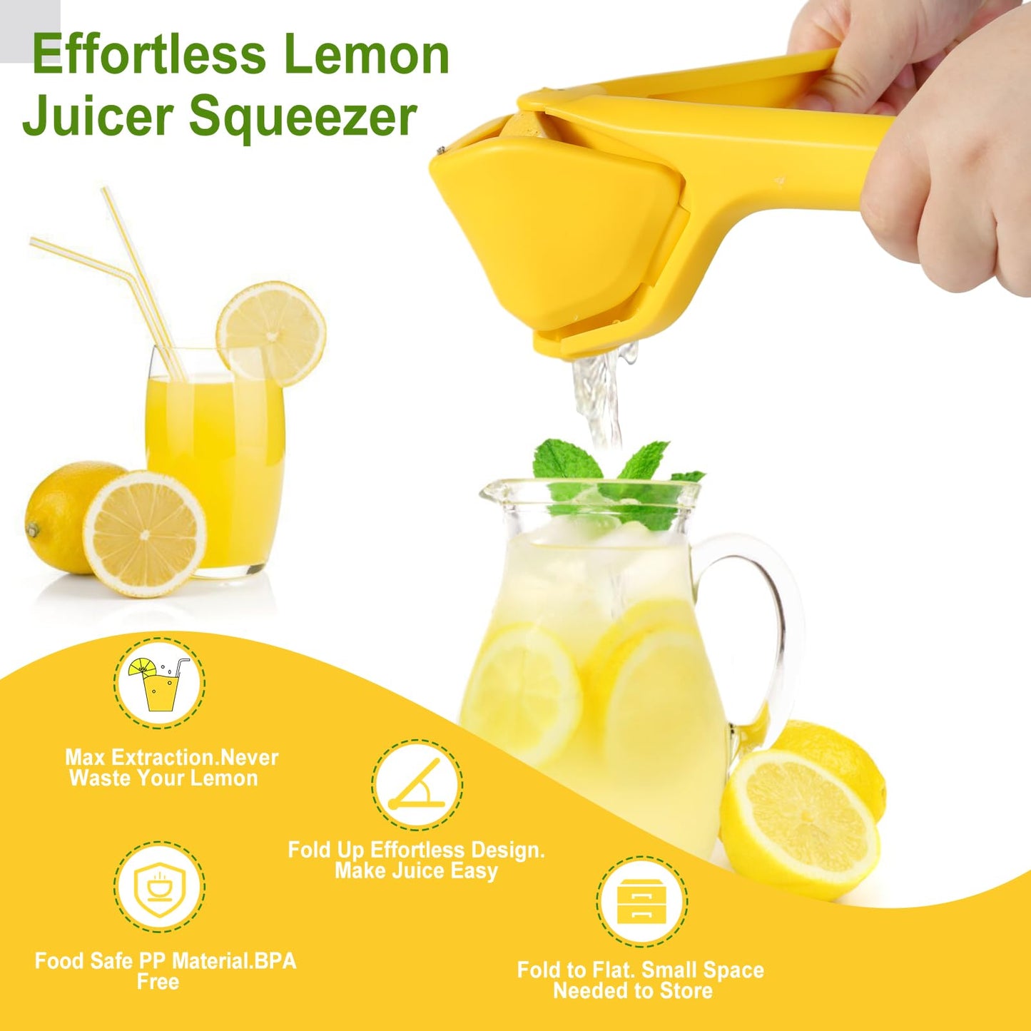 ToGeeKa Lemon Squeezer, Effortless Manual Flat Lime Juicer Squeezer, Hand Citrus Press, Folds Design For Saving Space Storage, Easy to Make Juice From Lemon, Lime, Cirtus, Orange, Fruits