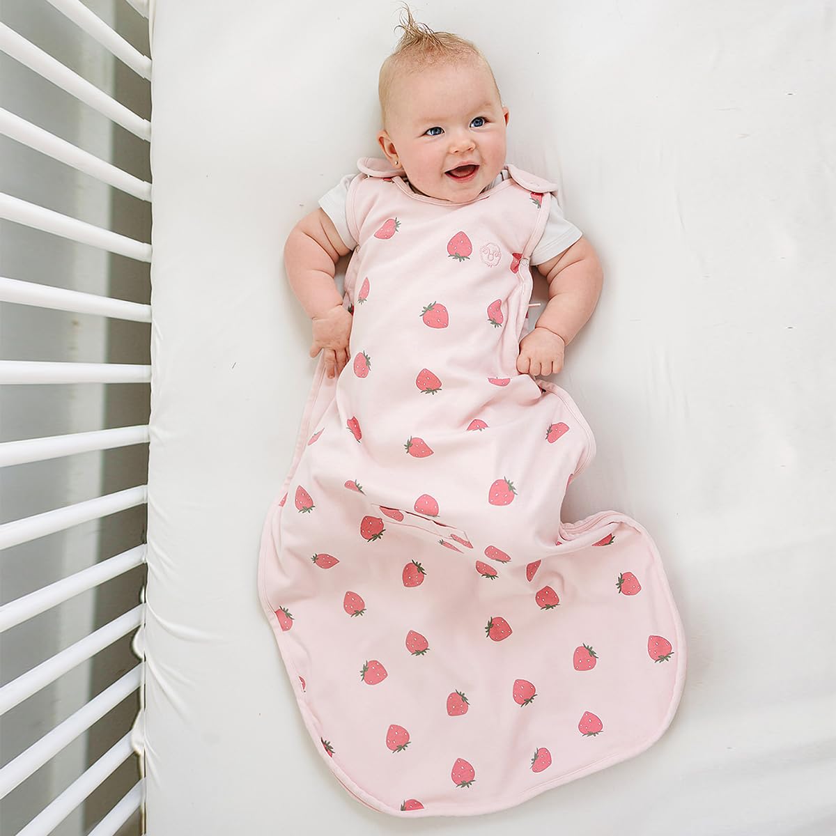 Woolino Toddler Sleeping Sack, 4 Season, Merino Wool and Organic Cotton, Baby Sleep Bag, 2-4 Years, Strawberry
