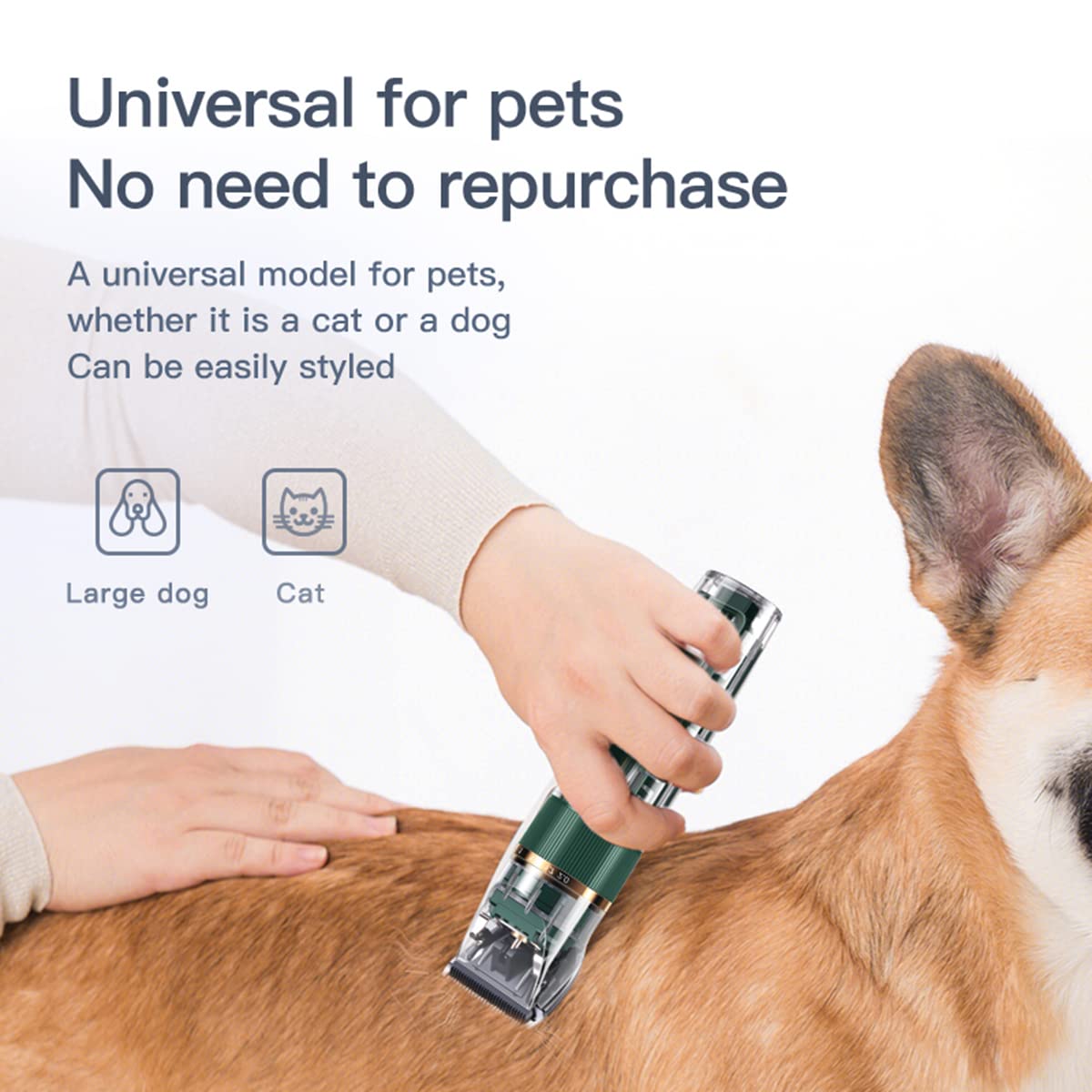 Dog Hair Clippers,Dog Grooming Clippers Kit with Led Display,Pet Clippers Grooming for Dogs Thick Coats,Low Noise Heavy Duty Pet Hair Shaver Trimmers (Green)