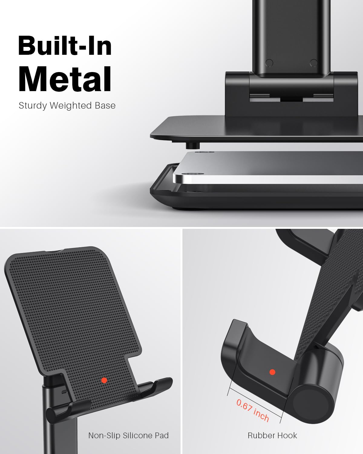 Anozer Tablet Stand Foldable & Adjustable, Portable Monitor Stand 5.55*3.94" Wide, Fit for iPad Holder Stand Compatible with iPad Pro 11, 12.9/iPad 10.9 10th; Surface Pro; Portable Monitor 4.7-15.6"